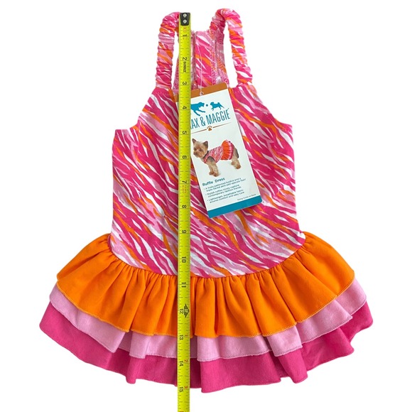 NEW Max & Maggie Ruffle Dog Dress Pink Orange Size S - Picture 6 of 8